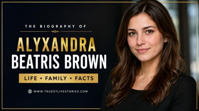Alyxandra Beatris Brown biography cover image featuring a professional portrait with details about her life, family, and background.
